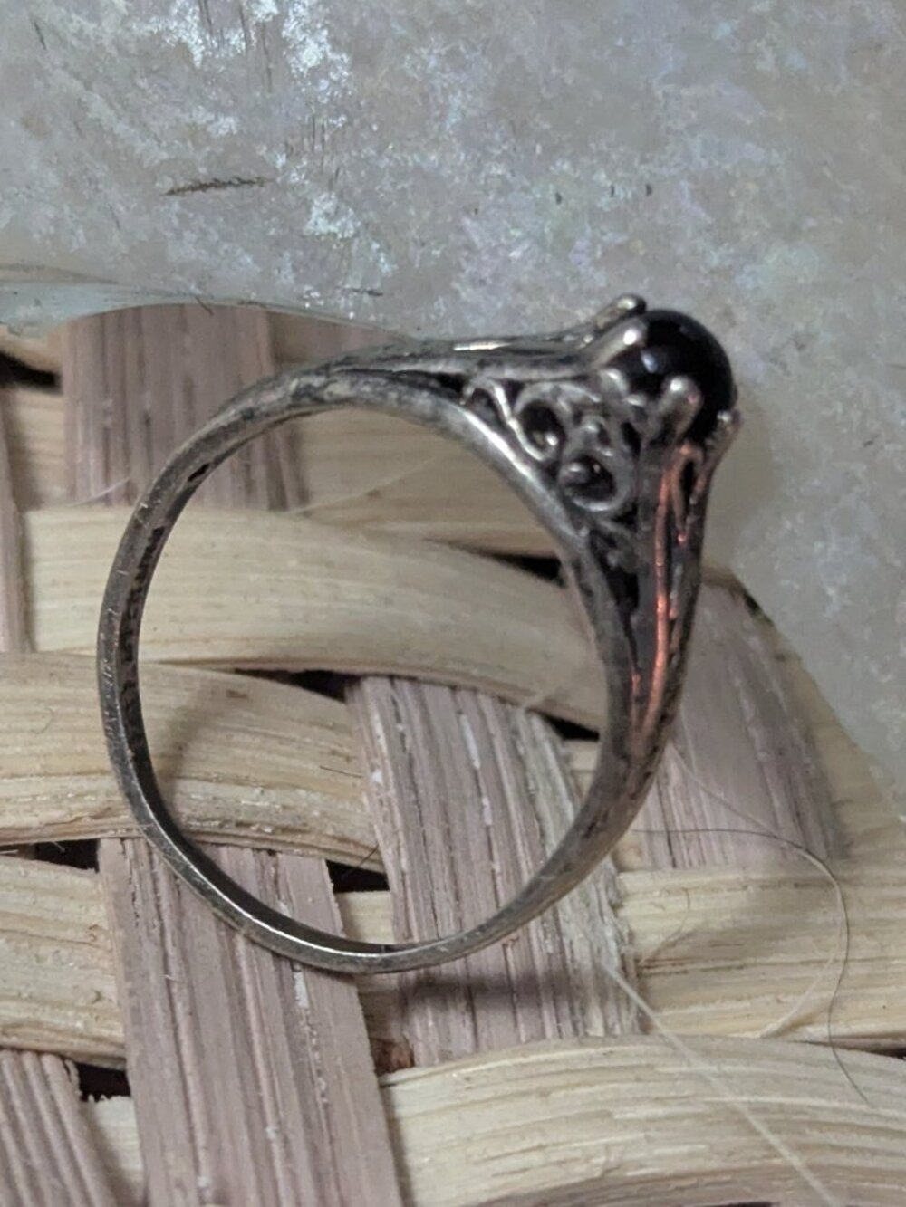 Cinderella Ring black onyx Ring Filigree - size 6